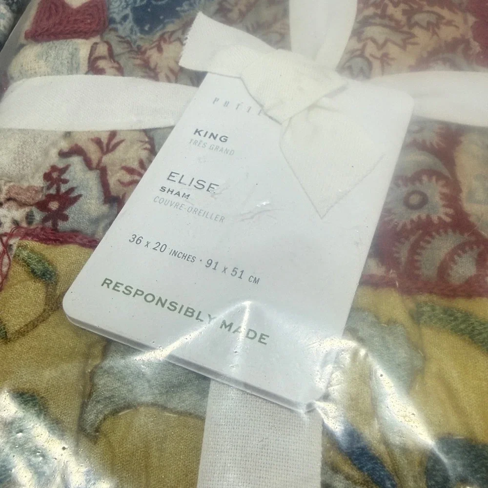Pottery Barn Elise King Quilted Pillow Shams Set of 2 Multi Patchwork Floral NEW